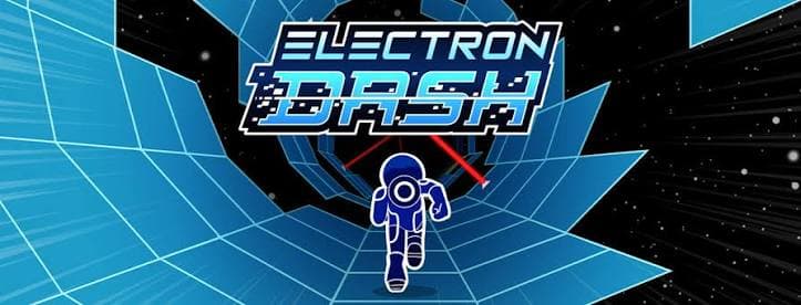 Electron Dash runner entering a blue grid-lined space tunnel